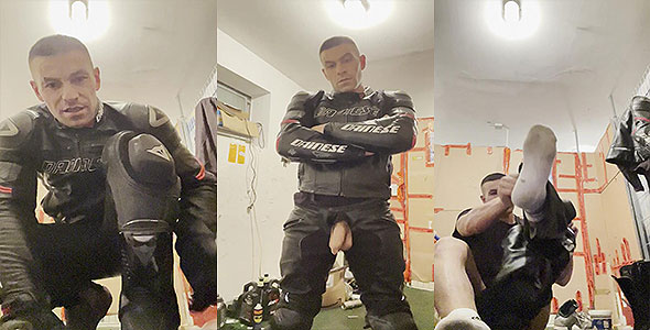 Changing Into Leather Biker Gear