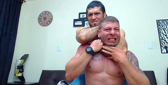 Chokemaster Andre uses his friend as a choke dummy