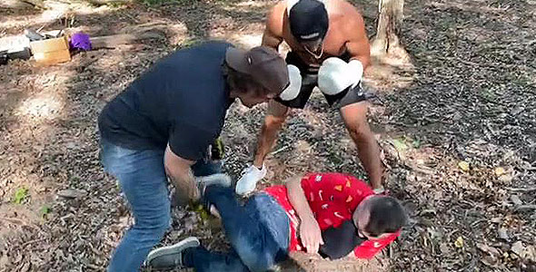 Alpha Gang Beat Down Out In The Woods Public Punching Bag RT 34